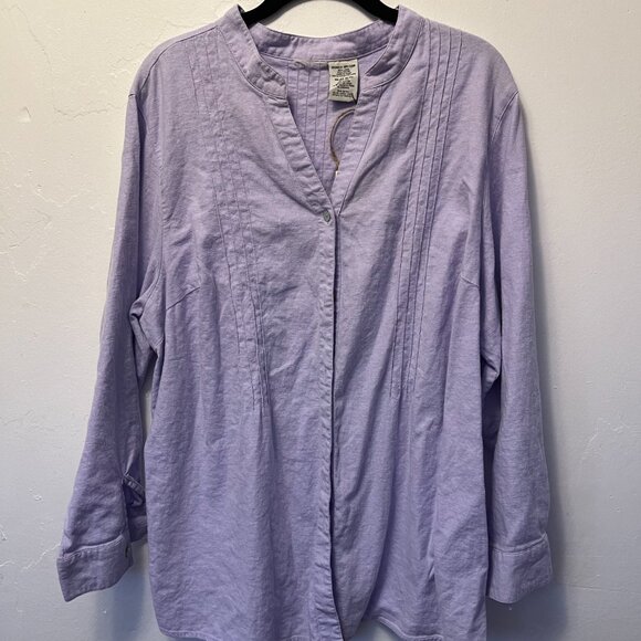 Light Purple Linen Long Sleeve Shirt 18W/20W - Picture 3 of 4